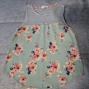 Floral Striped Women's Tank Top